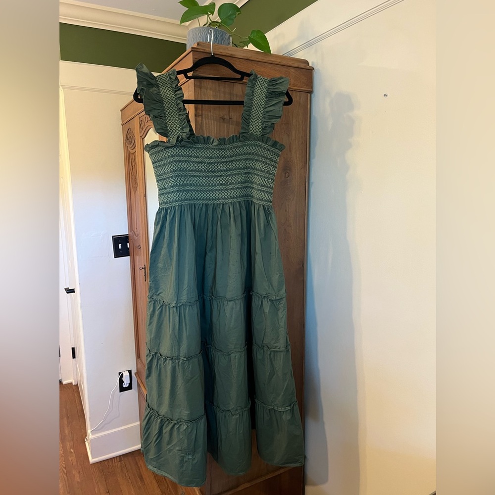 Hill House Home The Ellie Nap Dress in Leaf Green Cotton